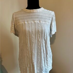 LOFT White Textured Short Sleeve Top